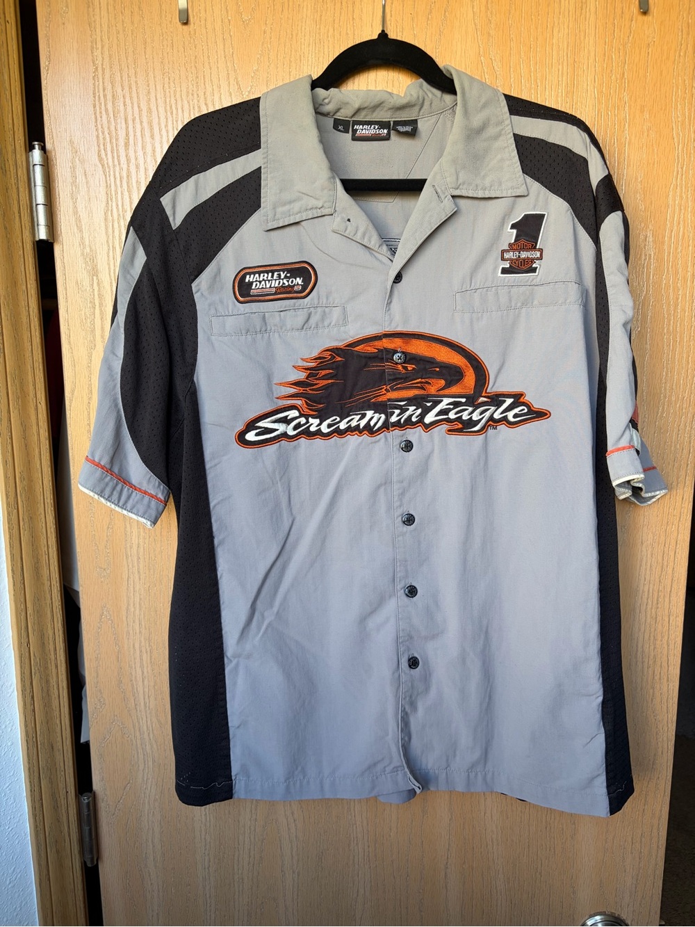 Vintage Harley-Davidson Men’s Gray "Screamin' Eagle" Short-Sleeve Shirt- XL